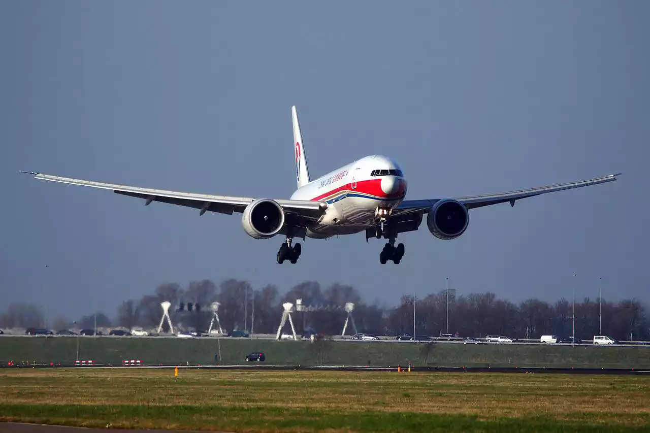 A cargo plane landing.